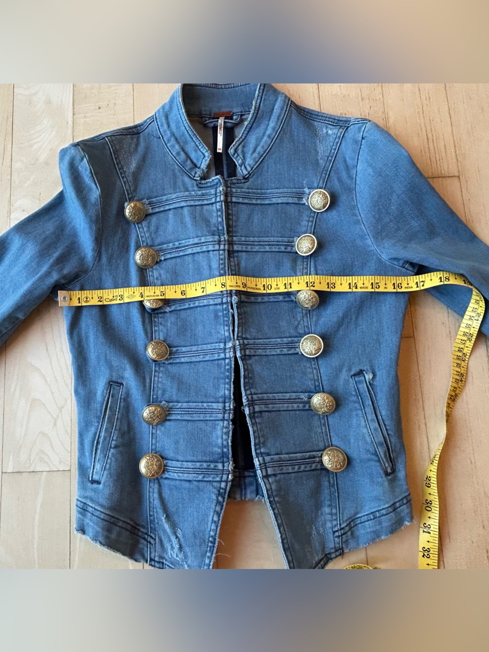 Free People Light Blue Denim Military Jacket Size XS - Picture 15 of 16